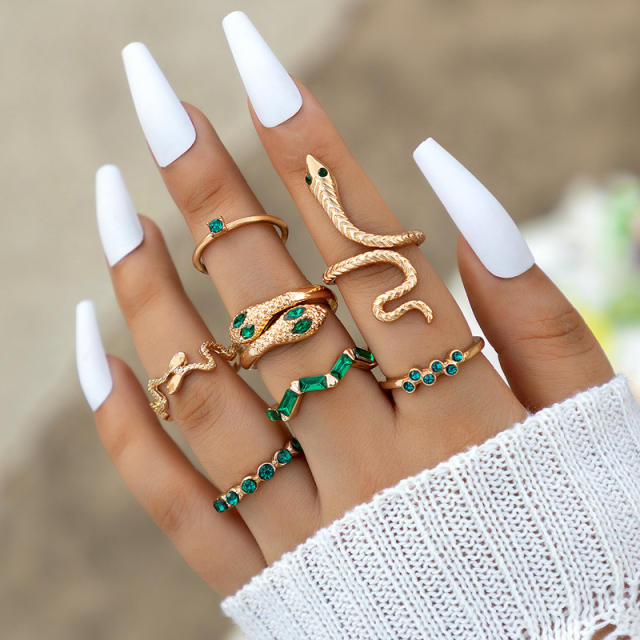 9pcs amazon hot sale snake alloy stackable rings