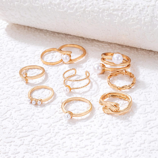 Concise pearl alloy stackable rings