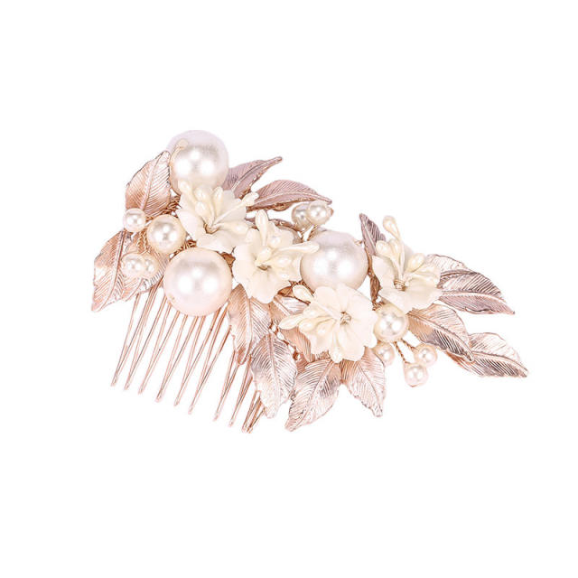 Occident fashion pearl flower alloy hair combs