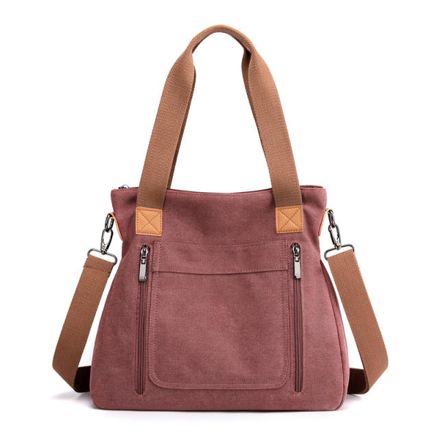 Large capacity plain color canvas tote bag