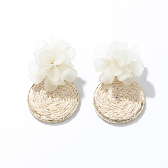 Boho acrylic flower straw earrings