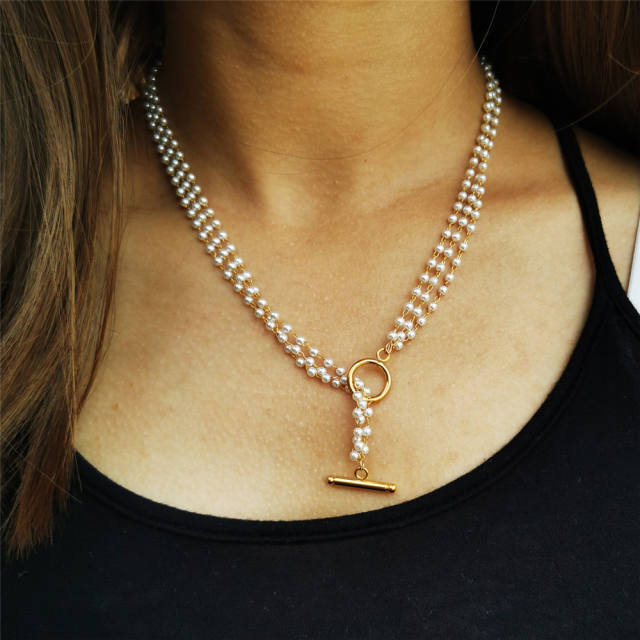 Elegant three layer stainless steel necklace