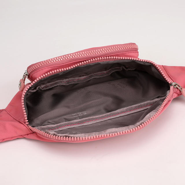 INS plain color floral nylon fanny pack waist bag