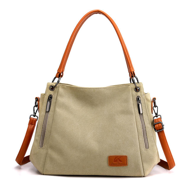 Vintage plain color canvas tote bag