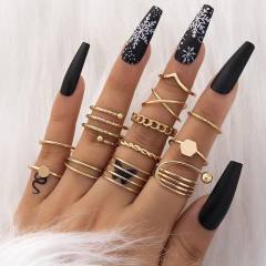 18pcs gold color alloy stackable rings