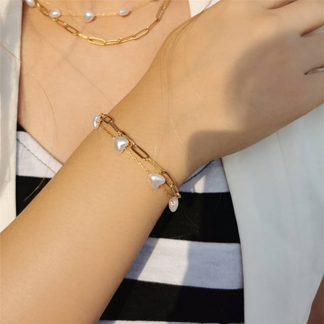 Chic design paperclip chain stainless steel bracelet