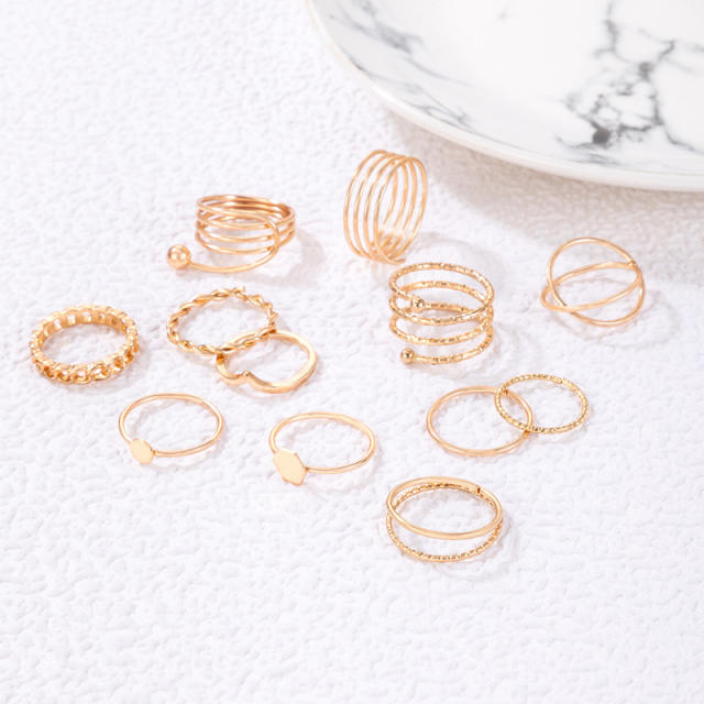 18pcs gold color alloy stackable rings