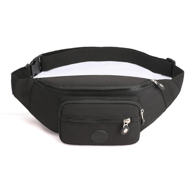 INS plain color floral nylon fanny pack waist bag