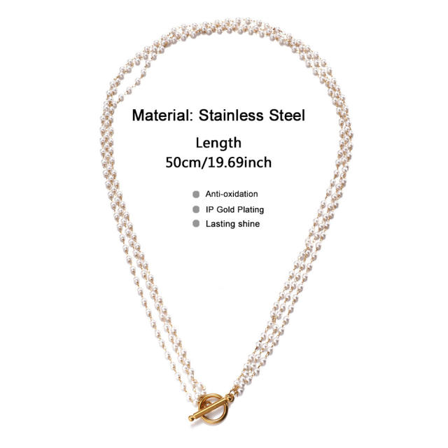 Elegant three layer stainless steel necklace
