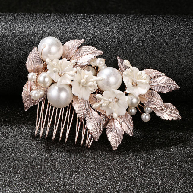 Occident fashion pearl flower alloy hair combs