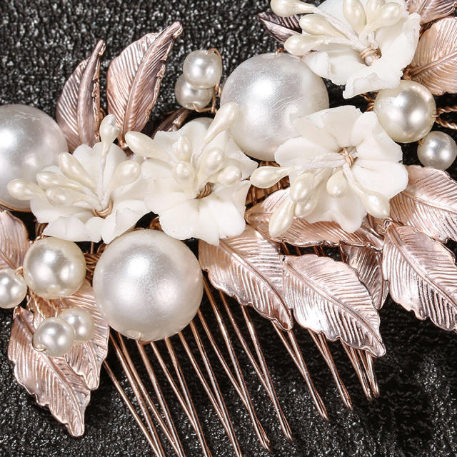 Occident fashion pearl flower alloy hair combs