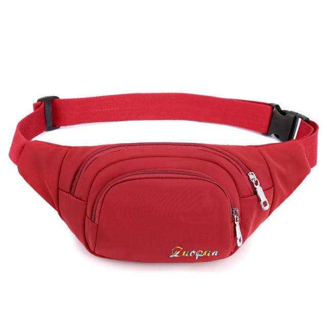 Nylon plain color outdoor fanny pack waist bag