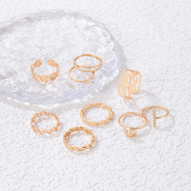 9pcs gold color alloy stackable rings