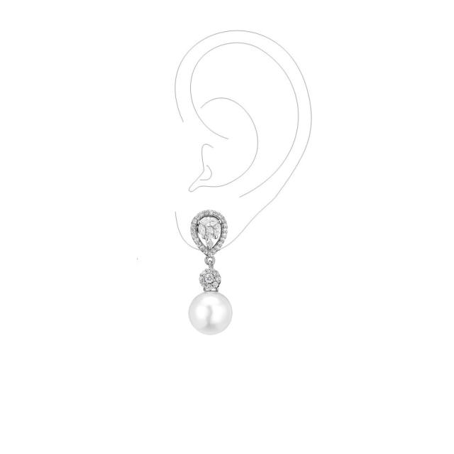 Delicate cubic zircon pearl drop earrings