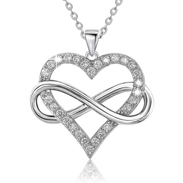 Sterling silver infinity love pendant necklace