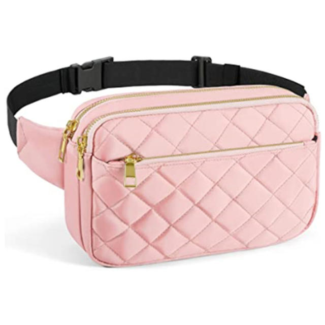 Amazon hot sale plain color quilted fanny pack wasit bag