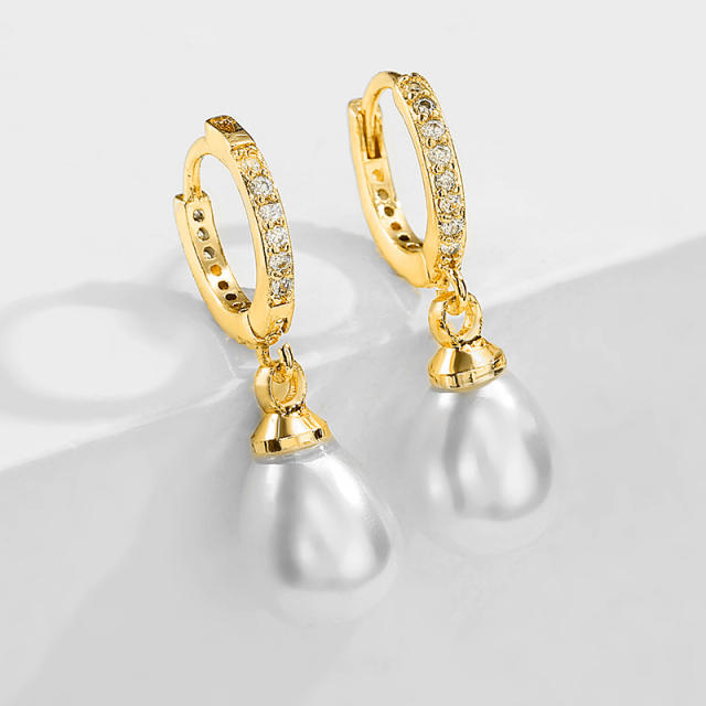 Delicate cubic zircon pearl drop earrings
