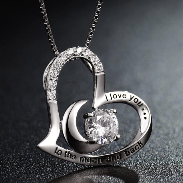 Sterlings ilver heart pendant necklace