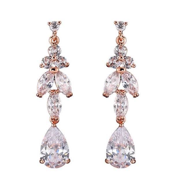Chic cubic zircon drop copper diamond earrings