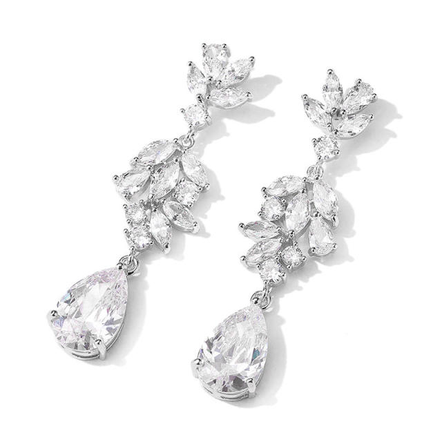 Elegant cubic zircon pearl drop earrings