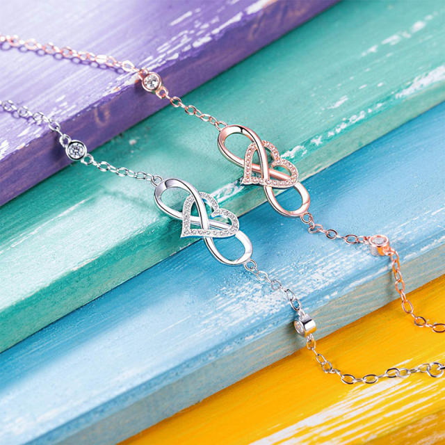 Sterling silver infinity love bracelet