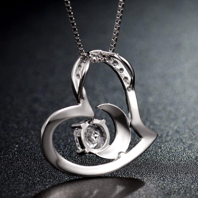 Sterlings ilver heart pendant necklace