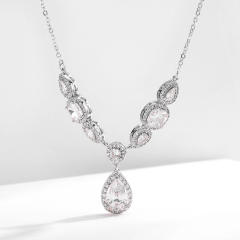 Classic cubic zircon drop pendant copper diamond necklace