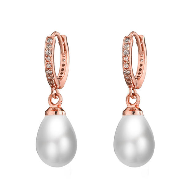 Delicate cubic zircon pearl drop earrings