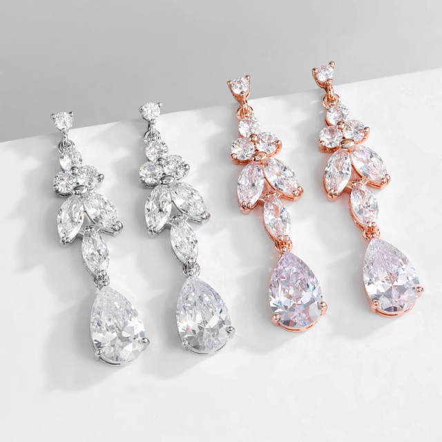 Chic cubic zircon drop copper diamond earrings