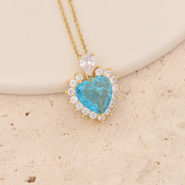 Ocean trend light blue cubic zircon copper necklace