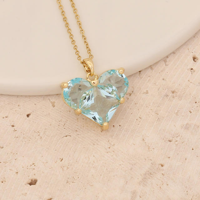 Ocean trend light blue cubic zircon copper necklace