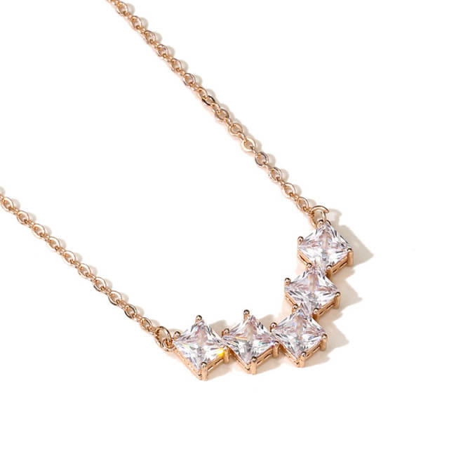 Chic design geometric cubic zircon copper necklace