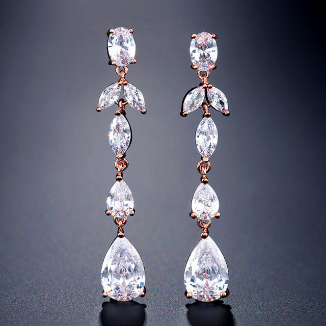 Chic design copper cubic zircon drop earrings