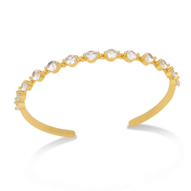 Luxury color cubic zircon gold plated copper bangle
