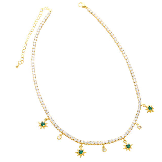 INS luxury tennis chain tiny star charm copper necklace