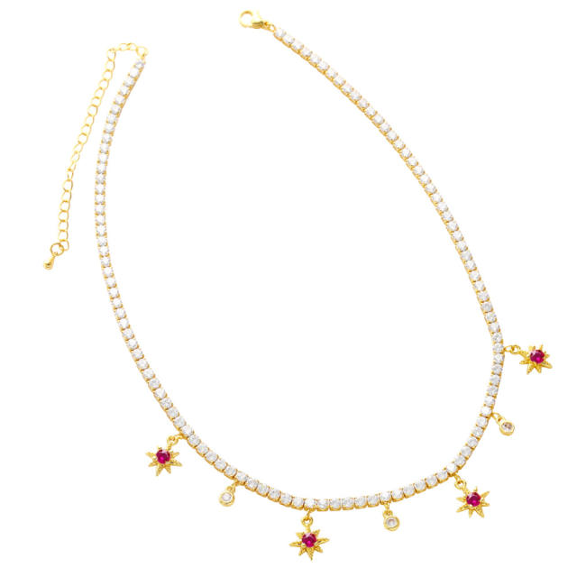 INS luxury tennis chain tiny star charm copper necklace