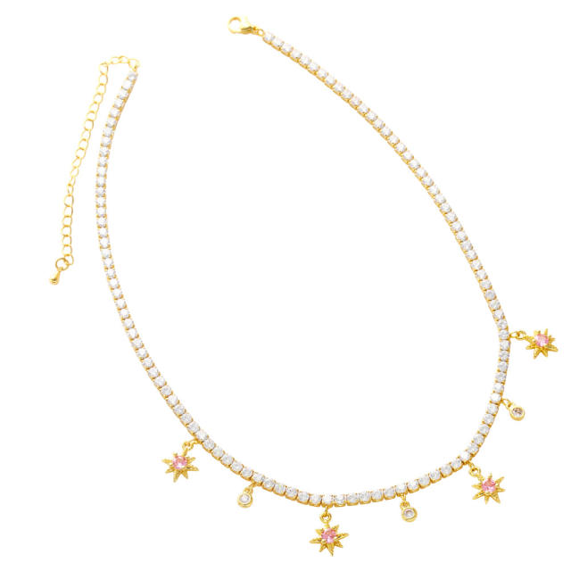 INS luxury tennis chain tiny star charm copper necklace