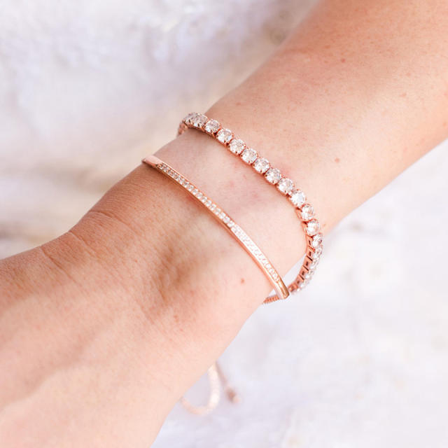 Delicate cubic zircon copper slide bracelet