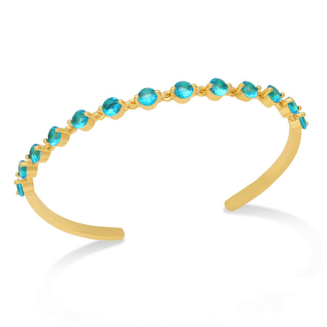 Luxury color cubic zircon gold plated copper bangle