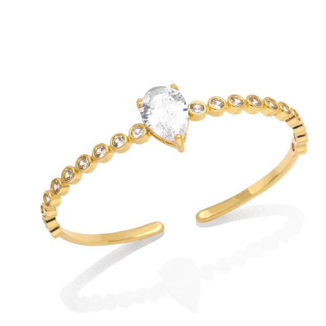 INS trend drop shape cubic zircon gold plated copper bangle