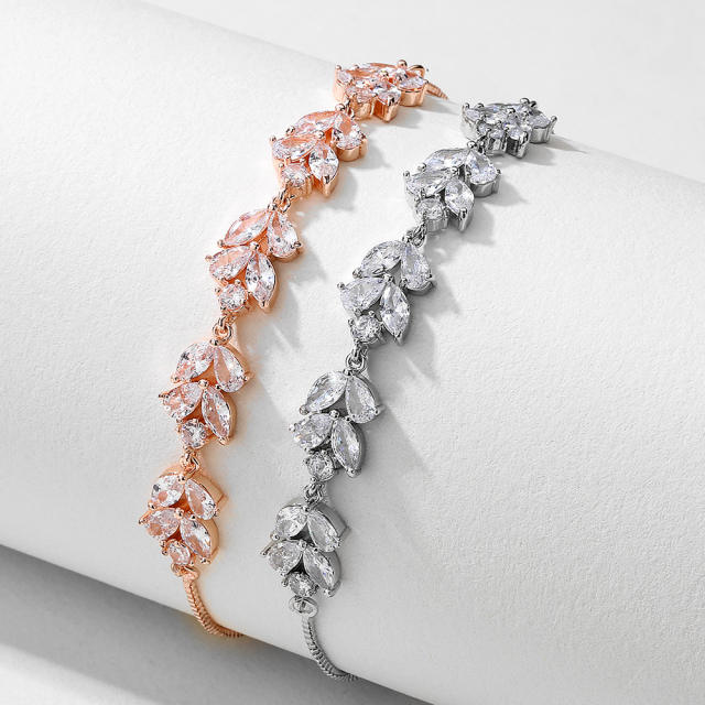 Elegant cubic zircon copper slide bracelet