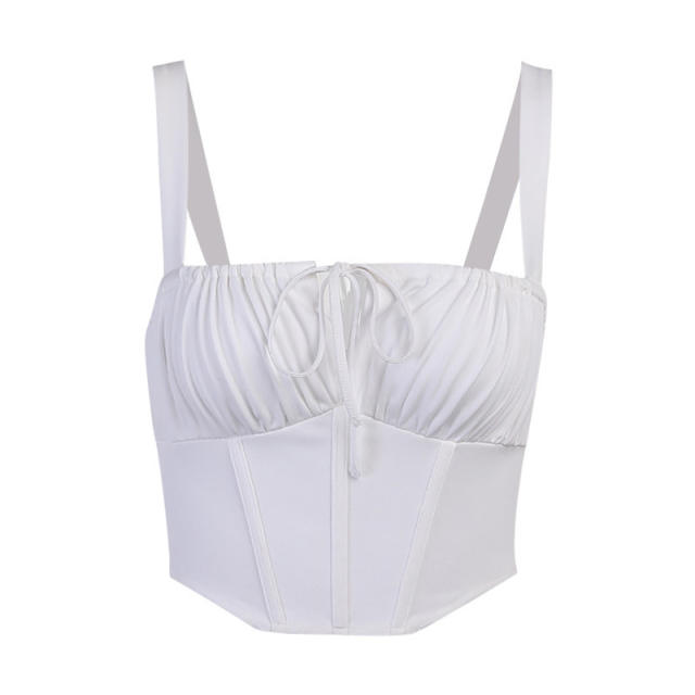 Strappy bow sexy corset crop tops