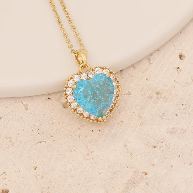 Ocean trend light blue cubic zircon copper necklace