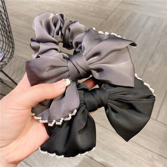 Elegant plain color bow scrunchies