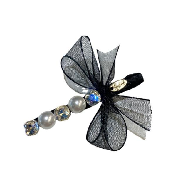 Glass crystal heart bow duckbill hair clips