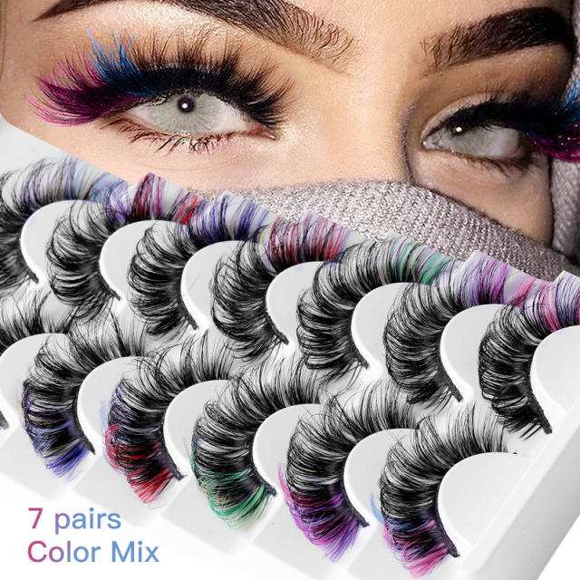 7 pair colorful false eyelashes