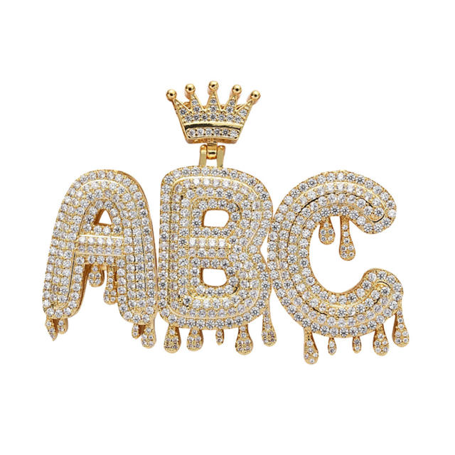 HIPHOP luxury cubic zircon letter custom necklace