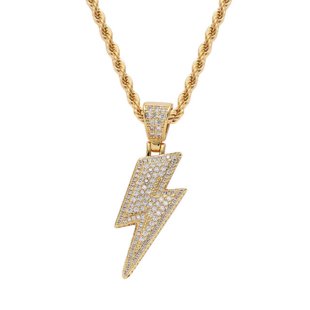 Hiphop diamond flash pendant stainless steel chain necklace for men