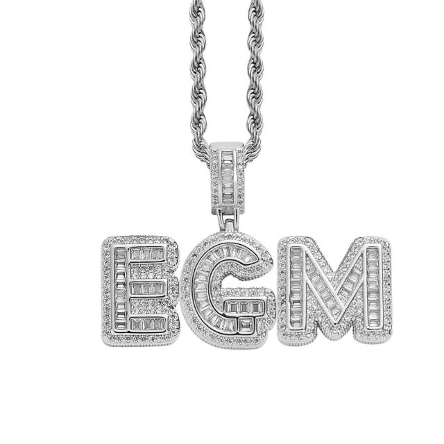 Hiphop cubic zircon letter custom necklace