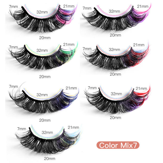 7 pair colorful false eyelashes